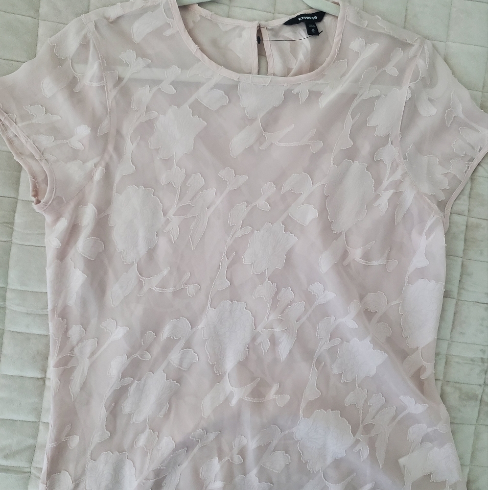 Express Floral Embossed Pink Top